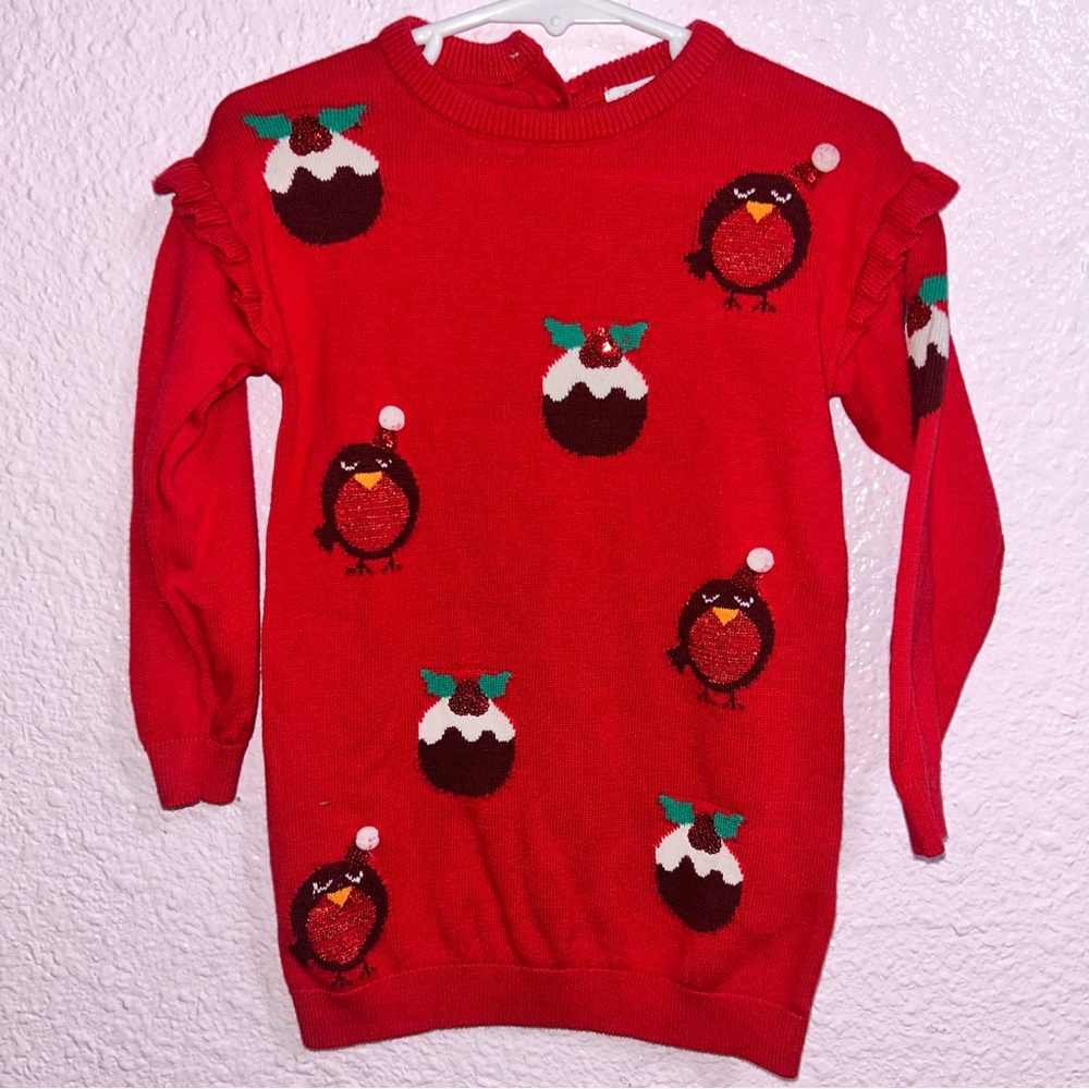 Next Red Kids Dress with Festive Motifs